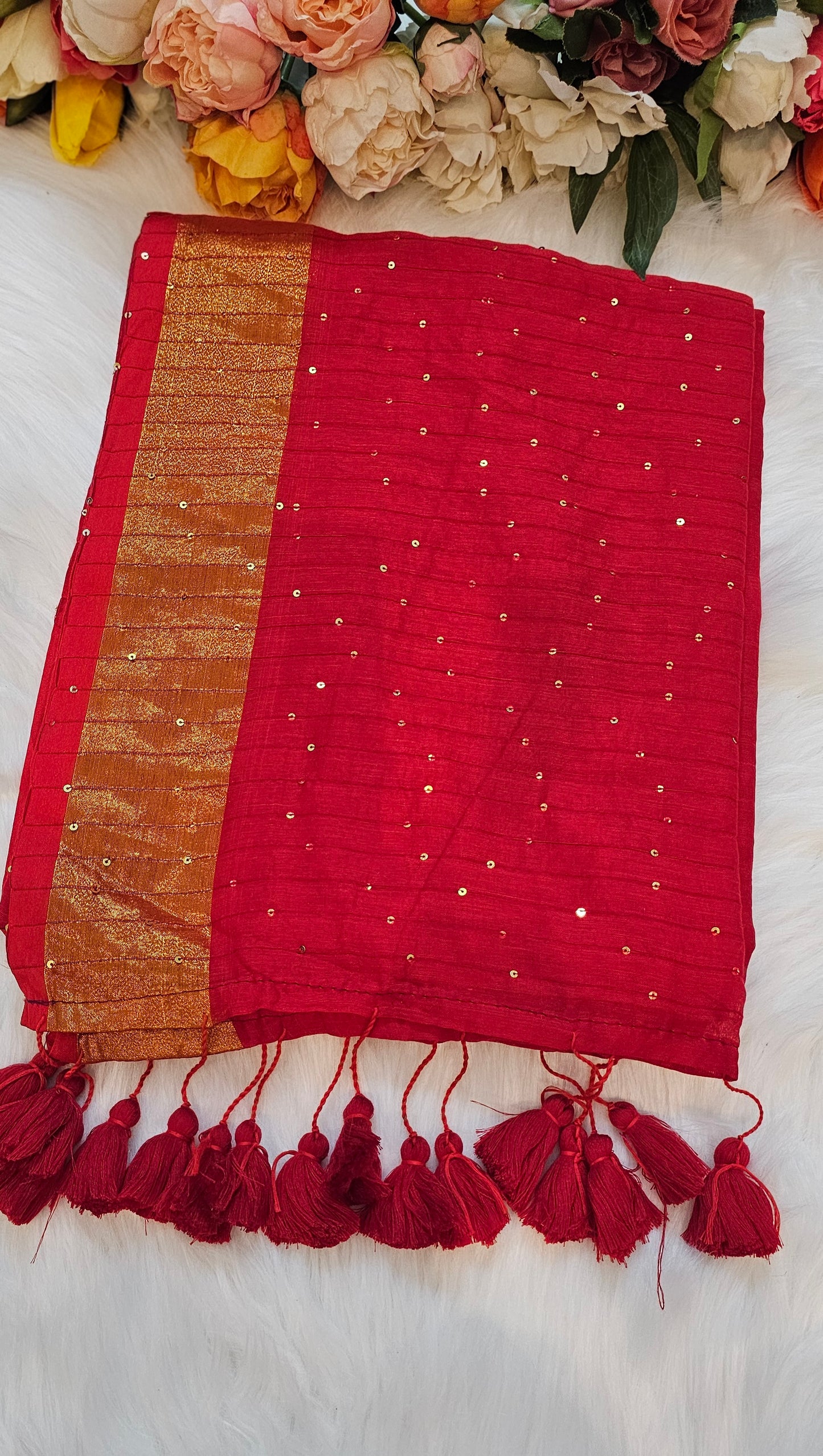 Premium soft cotton saree with sequence
