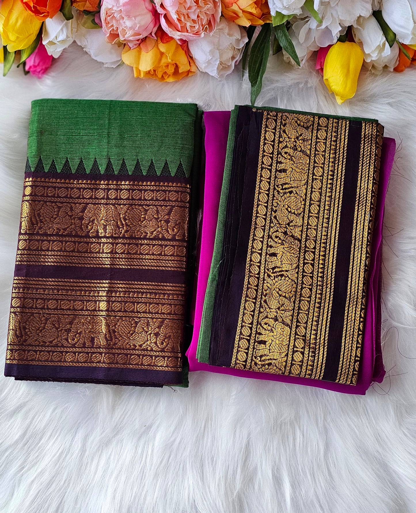 Premium Kanchi cotton unstitched dhavani set💕