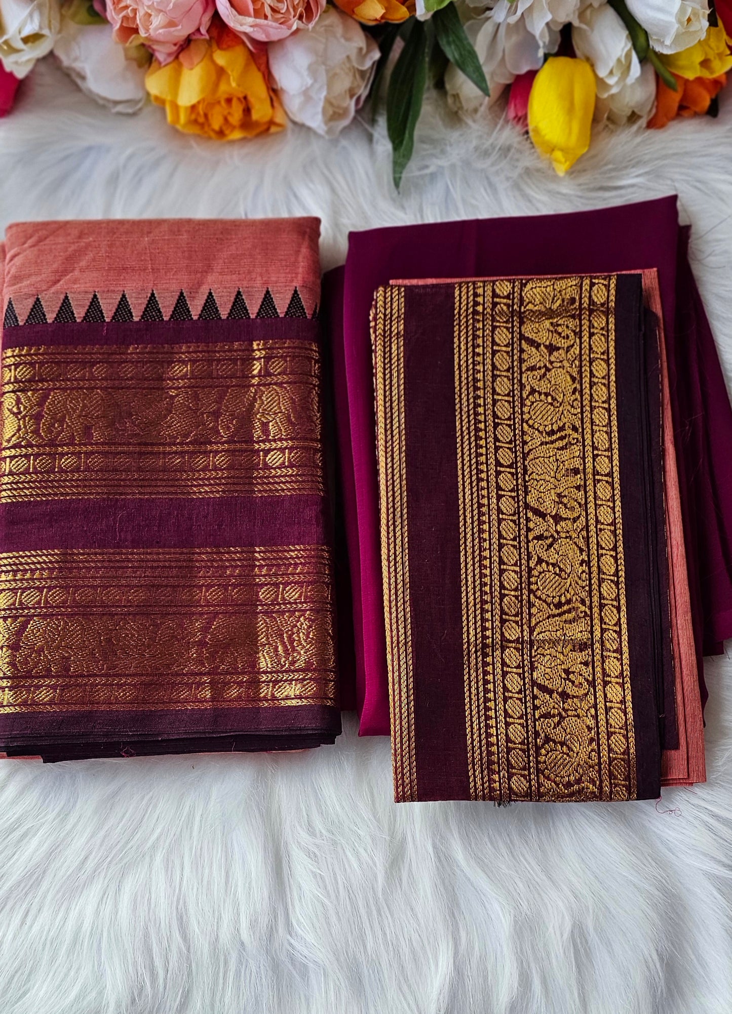 Premium Kanchi cotton unstitched dhavani set💕