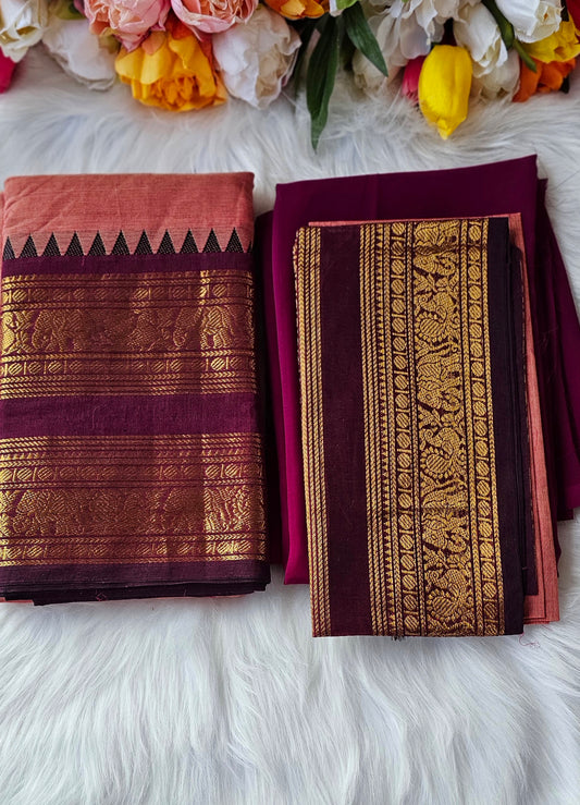 Premium Kanchi cotton unstitched dhavani set💕