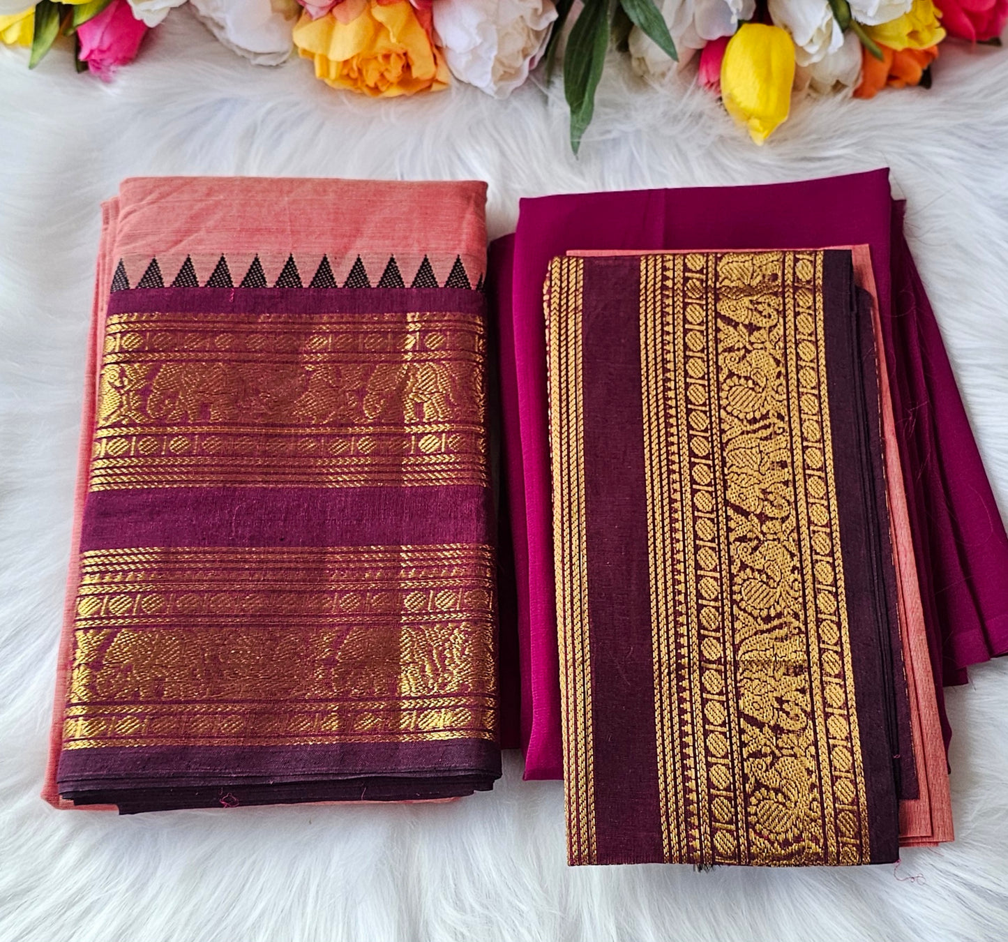 Premium Kanchi cotton unstitched dhavani set💕
