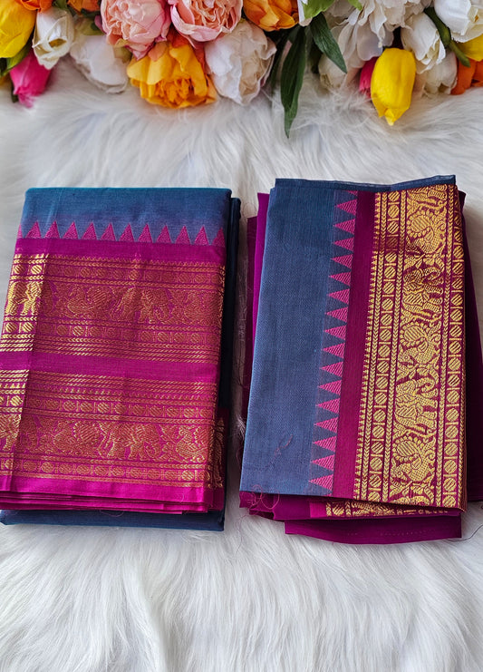 Premium Kanchi cotton unstitched dhavani set💕