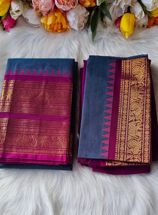 Premium Kanchi cotton unstitched dhavani set💕
