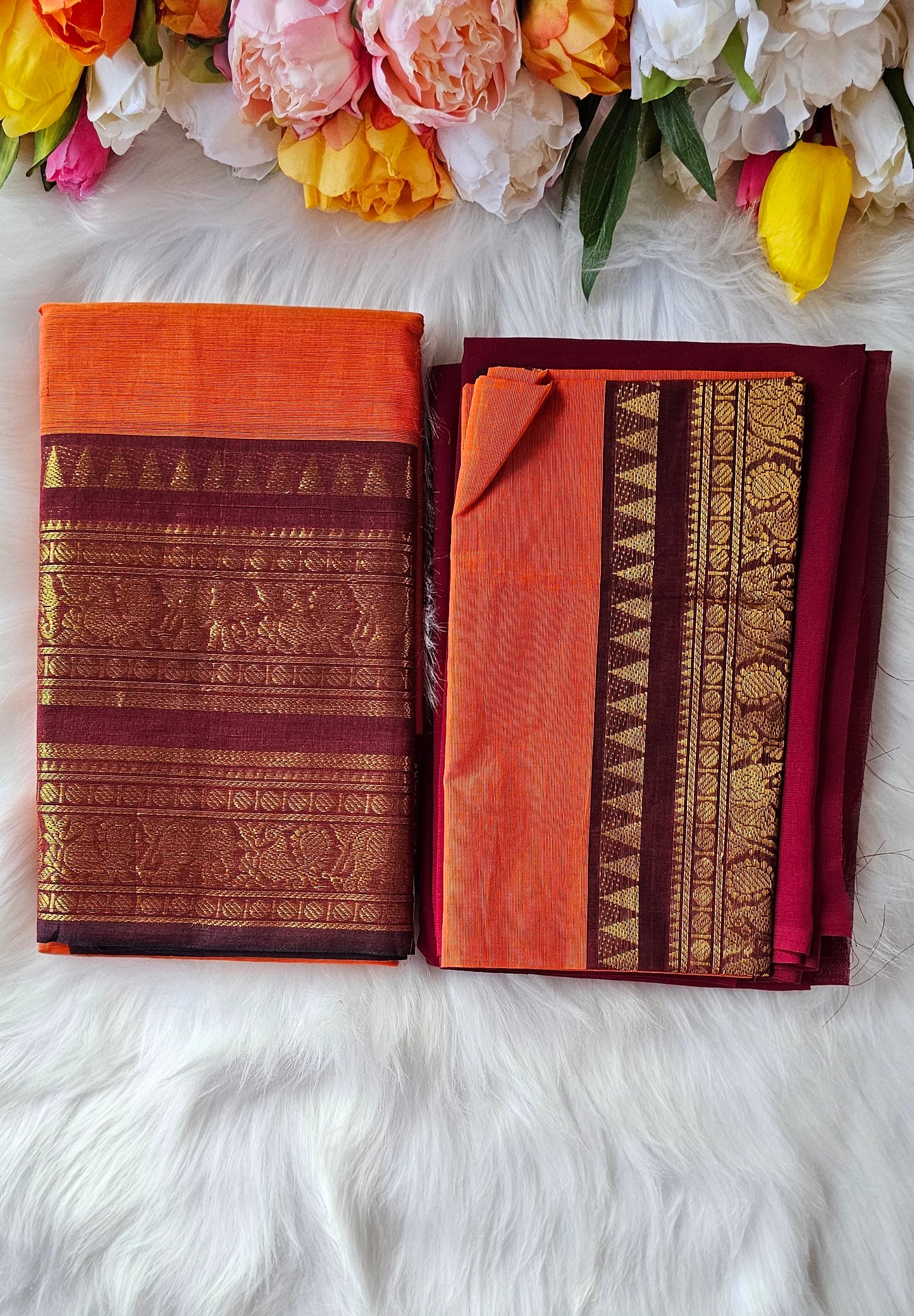 Premium Kanchi cotton unstitched dhavani set💕