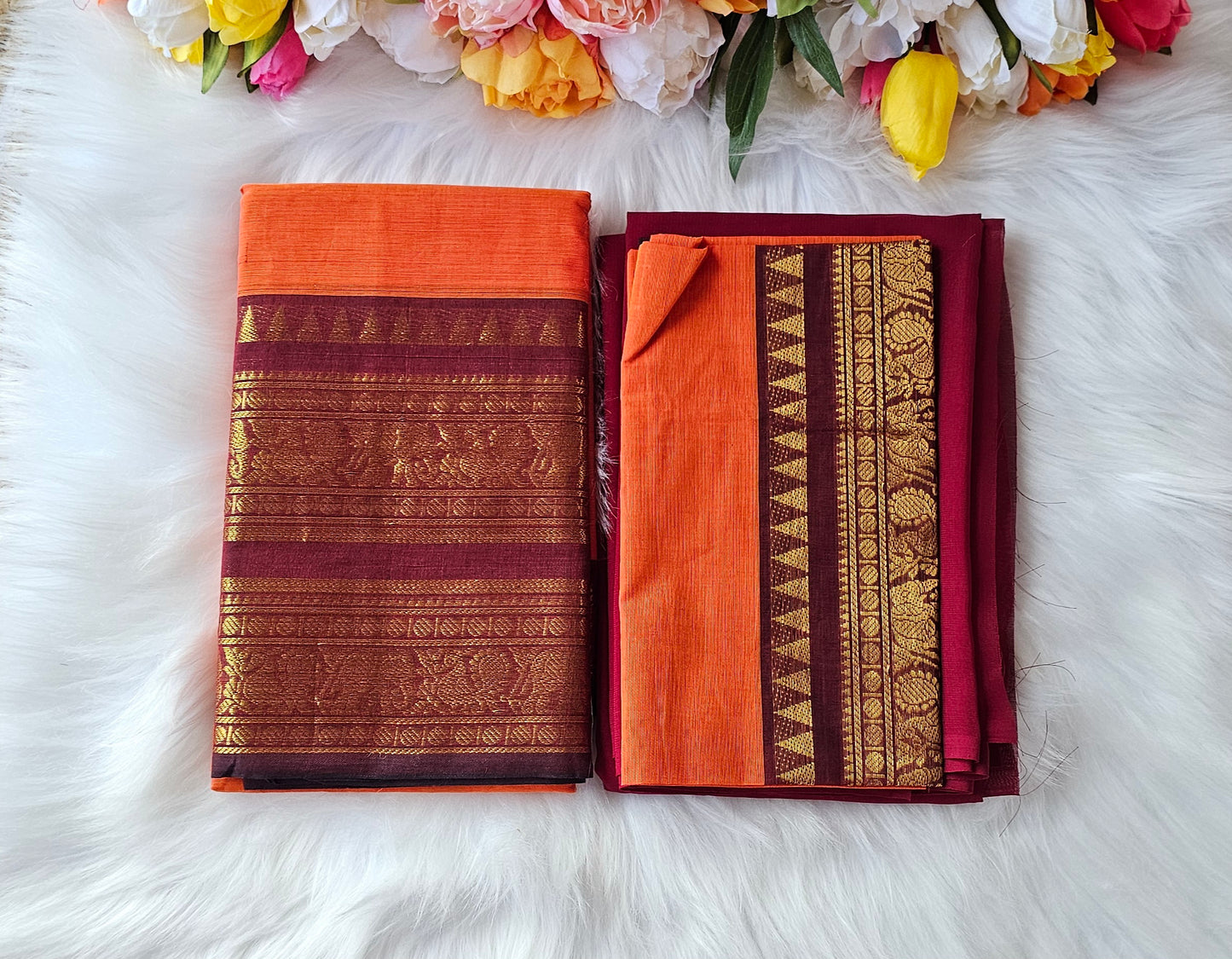 Premium Kanchi cotton unstitched dhavani set💕