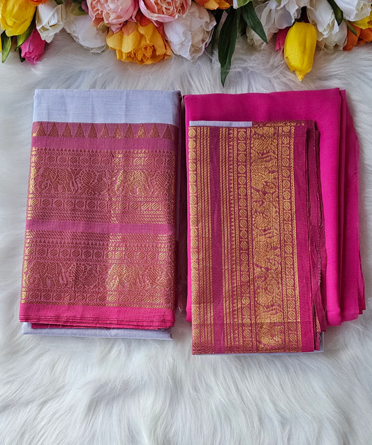 Premium Kanchi cotton unstitched dhavani set💕
