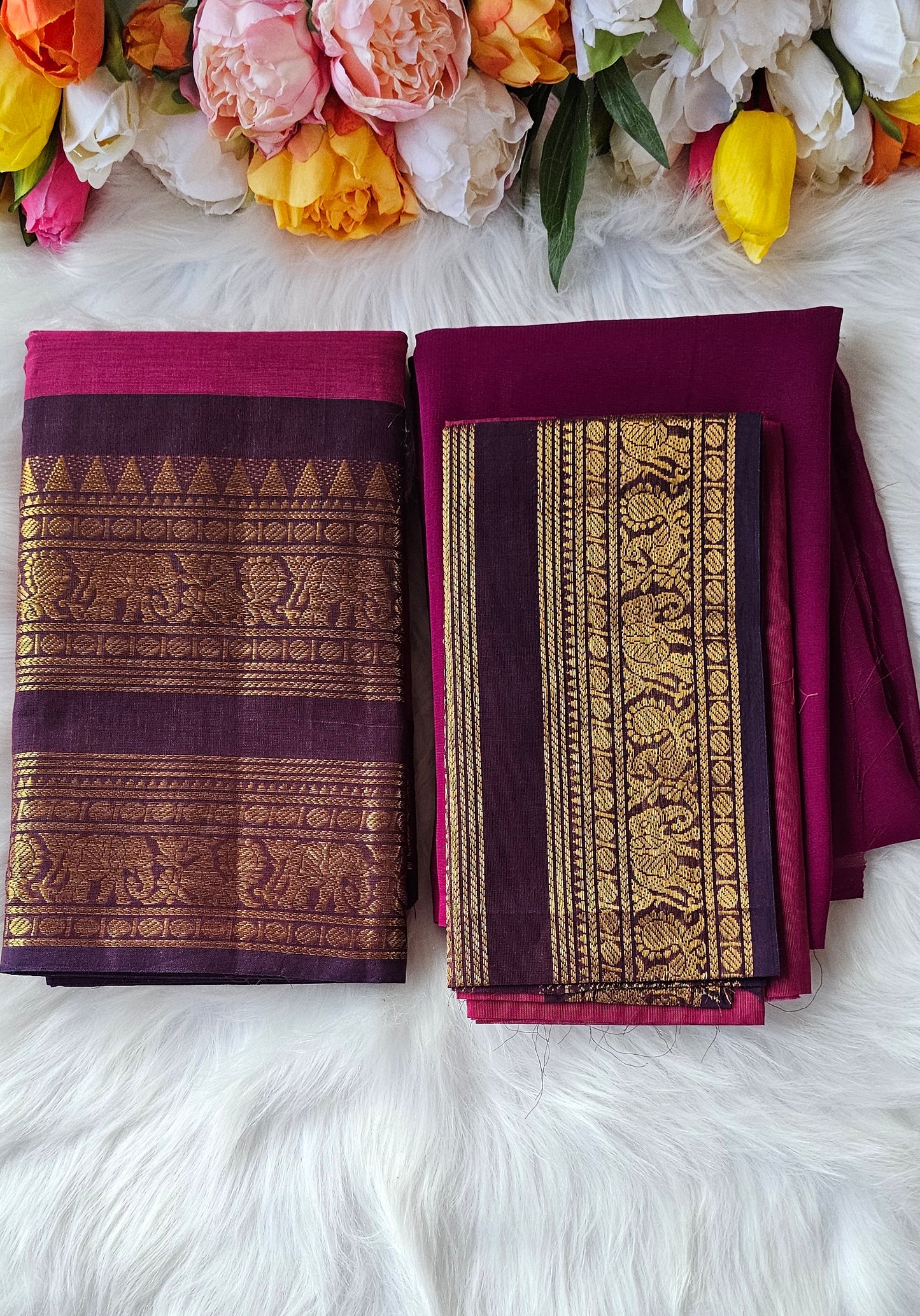 Premium Kanchi cotton unstitched dhavani set💕