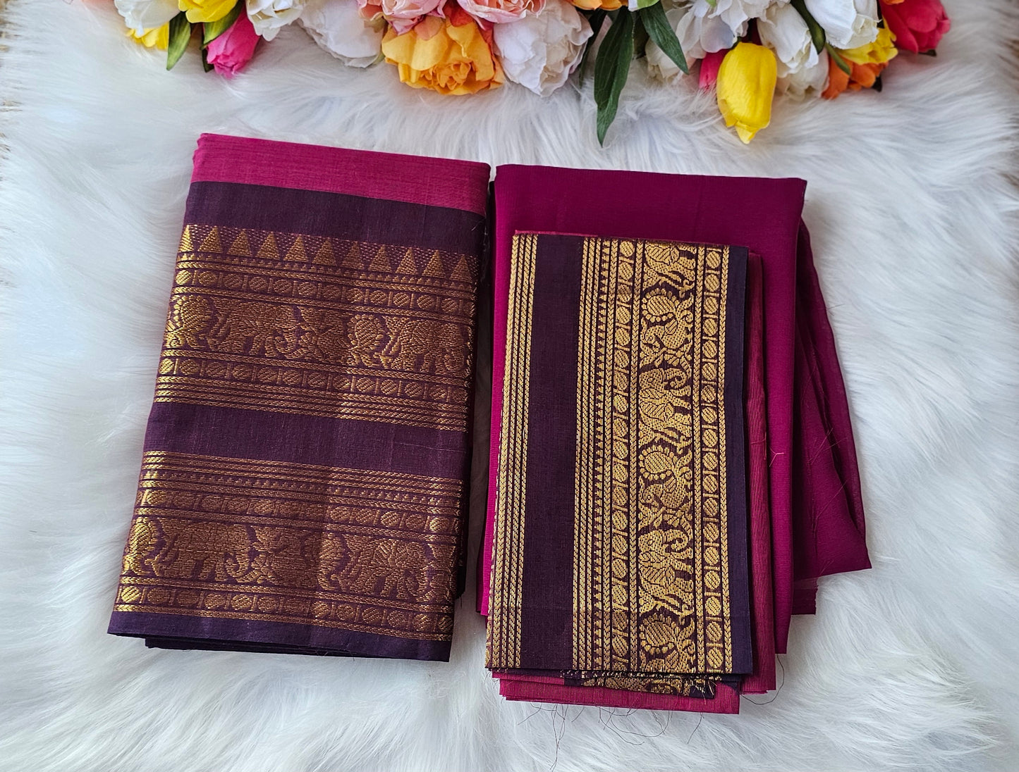 Premium Kanchi cotton unstitched dhavani set💕
