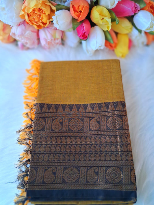 Pure handloom Kanchi cotton  unstitched kurti and dupatta set