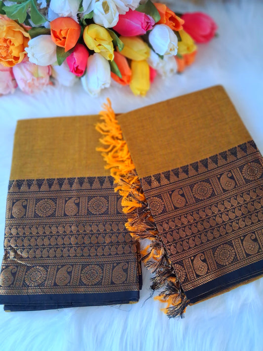Pure handloom Kanchi cotton  unstitched kurti and dupatta set